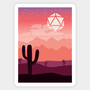 Desert Starry Night D20 Dice Full Moon RPG Landscape Sticker